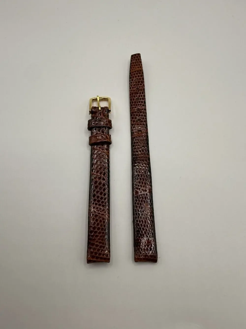 8mm KREISLER Genuine Lizard Honey NOS Vintage Watch Band & Gold-Tone Buckle
